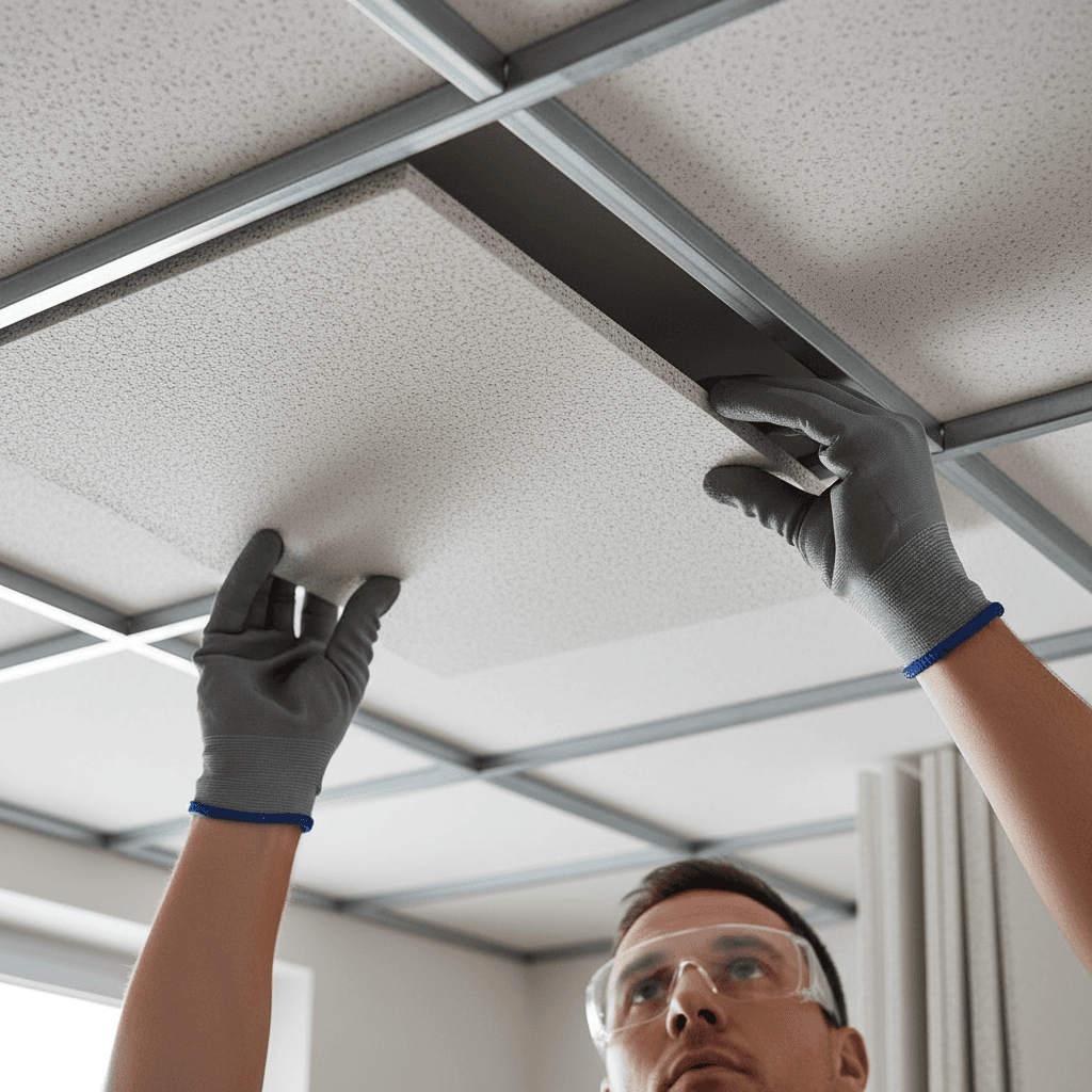 Ceiling tile grid installation