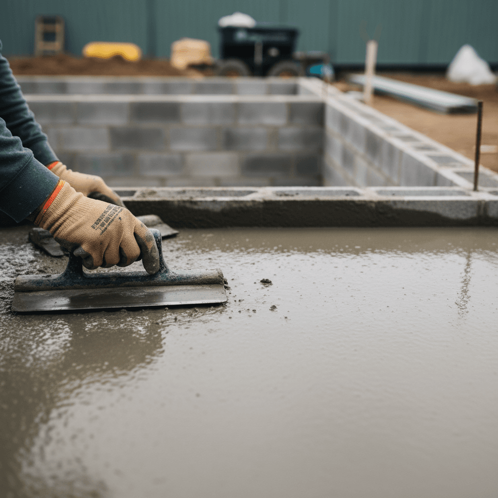 Concrete work on residential driveway