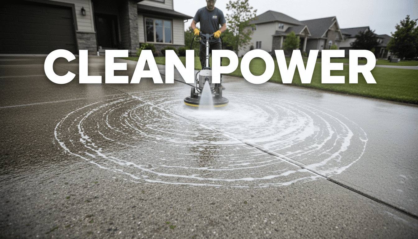 Pressure washing building exterior